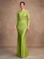 Sheath/Column Jersey Ruched Scoop Long Sleeves Floor-Length Mother of the Bride Dresses