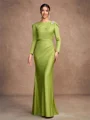 Sheath/Column Jersey Ruched Scoop Long Sleeves Floor-Length Mother of the Bride Dresses