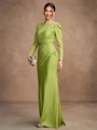 Sheath/Column Jersey Ruched Scoop Long Sleeves Floor-Length Mother of the Bride Dresses