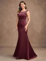Sheath/Column Satin Beading Scoop Sleeveless Sweep/Brush Train Mother of the Bride Dresses