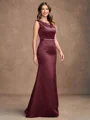Sheath/Column Satin Beading Scoop Sleeveless Sweep/Brush Train Mother of the Bride Dresses