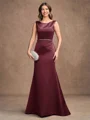 Sheath/Column Satin Beading Scoop Sleeveless Sweep/Brush Train Mother of the Bride Dresses