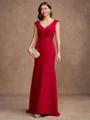 Sheath/Column Stretch Crepe Beading V-neck Sleeveless Floor-Length Mother of the Bride Dresses