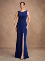 Sheath/Column Stretch Crepe Scoop Sleeveless Floor-Length Mother of the Bride Dresses
