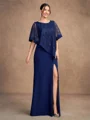 Sheath/Column Stretch Crepe Scoop Sleeveless Floor-Length Mother of the Bride Dresses