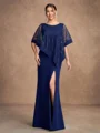 Sheath/Column Stretch Crepe Scoop Sleeveless Floor-Length Mother of the Bride Dresses