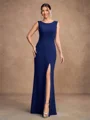 Sheath/Column Stretch Crepe Scoop Sleeveless Floor-Length Mother of the Bride Dresses