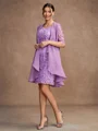 Sheath/Column Lace V-neck 1/2 Sleeves Short/Mini Mother of the Bride Dresses