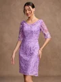 Sheath/Column Lace V-neck 1/2 Sleeves Short/Mini Mother of the Bride Dresses