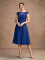 A-Line/Princess Chiffon Lace Scoop Sleeveless Knee-Length Mother of the Bride Dresses