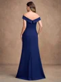 Sheath Off-the-Shoulder Appliques Lace Floor-Length Stretch Crepe Mother of the Bride Dress