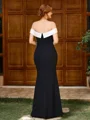 Sheath Off-the-Shoulder Floor-Length Stretch Crepe Mother of the Bride Dress