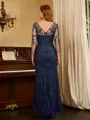 Sheath Scoop 3/4 Sleeves Floor-Length Lace Mother of the Bride Dress