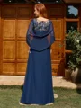 A-line Scoop Appliques Lace Floor-Length Chiffon Mother of the Bride Dress