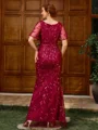Sheath V-neck Short Sleeves Floor-Length Lace Mother of the Bride Dress