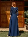 A-line V-neck 3/4 Sleeves Appliques Lace Floor-Length Chiffon Mother of the Bride Dress
