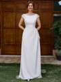 Sheath Bateau Appliques Lace Floor-Length Stretch Crepe Mother of the Bride Dress