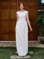 Sheath Bateau Appliques Lace Floor-Length Stretch Crepe Mother of the Bride Dress