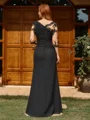 Sheath Scoop 1/2 Sleeves Appliques Lace Floor-Length Chiffon Mother of the Bride Dress