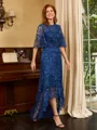 A-line Scoop 1/2 Sleeves Asymmetrical Lace Mother of the Bride Dress