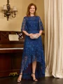 A-line Scoop 1/2 Sleeves Asymmetrical Lace Mother of the Bride Dress