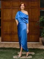Sheath Short Sleeves Pleated Ankle-Length Silk Like Satin Mother of the Bride Dress