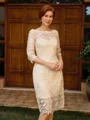 Sheath Bateau 3/4 Sleeves Knee-Length Lace Mother of the Bride Dress