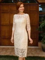 Sheath Bateau 3/4 Sleeves Knee-Length Lace Mother of the Bride Dress