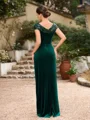 Sheath/Column Velvet Ruched V-neck Sleeveless Floor-Length Mother of the Bride Dresses
