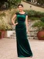 Sheath/Column Velvet Ruched V-neck Sleeveless Floor-Length Mother of the Bride Dresses