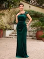 Sheath/Column Velvet Ruched V-neck Sleeveless Floor-Length Mother of the Bride Dresses