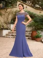 Sheath/Column Chiffon Beading Bateau Short Sleeves Floor-Length Mother of the Bride Dresses