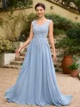 A-Line/Princess Chiffon Applique V-neck Sleeveless Floor-Length Mother of the Bride Dresses
