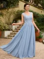 A-Line/Princess Chiffon Applique V-neck Sleeveless Floor-Length Mother of the Bride Dresses