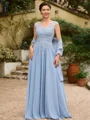 A-Line/Princess Chiffon Applique V-neck Sleeveless Floor-Length Mother of the Bride Dresses