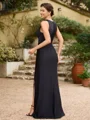 Sheath/Column Jersey Ruched V-neck Sleeveless Floor-Length Mother of the Bride Dresses