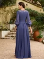 A-Line/Princess Chiffon Ruched Bateau 3/4 Sleeves Asymmetrical Mother of the Bride Dresses