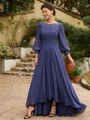 A-Line/Princess Chiffon Ruched Bateau 3/4 Sleeves Asymmetrical Mother of the Bride Dresses