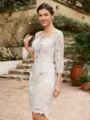 Sheath/Column Chiffon Applique Bateau 3/4 Sleeves Short/Mini Mother of the Bride Dresses