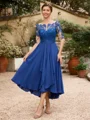 A-Line/Princess Chiffon Applique Bateau 1/2 Sleeves Tea-Length Mother of the Bride Dresses