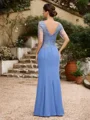 Sheath/Column Chiffon Applique Bateau Short Sleeves Floor-Length Mother of the Bride Dresses