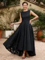 A-Line/Princess Lace Applique Scoop Sleeveless Asymmetrical Mother of the Bride Dresses
