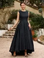 A-Line/Princess Lace Applique Scoop Sleeveless Asymmetrical Mother of the Bride Dresses