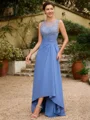 A-Line/Princess Chiffon Applique Scoop Sleeveless Asymmetrical Mother of the Bride Dresses
