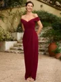 Sheath/Column Stretch Crepe Ruched Off-the-Shoulder Sleeveless Floor-Length Mother of the Bride Dresses