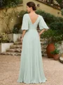 A-Line/Princess Chiffon Ruched V-neck 1/2 Sleeves Floor-Length Mother of the Bride Dresses