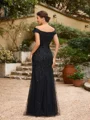 Sheath/Column Tulle Beading Off-the-Shoulder Sleeveless Floor-Length Mother of the Bride Dresses
