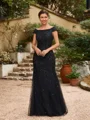Sheath/Column Tulle Beading Off-the-Shoulder Sleeveless Floor-Length Mother of the Bride Dresses