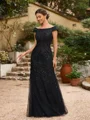 Sheath/Column Tulle Beading Off-the-Shoulder Sleeveless Floor-Length Mother of the Bride Dresses