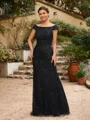 Sheath/Column Tulle Beading Off-the-Shoulder Sleeveless Floor-Length Mother of the Bride Dresses